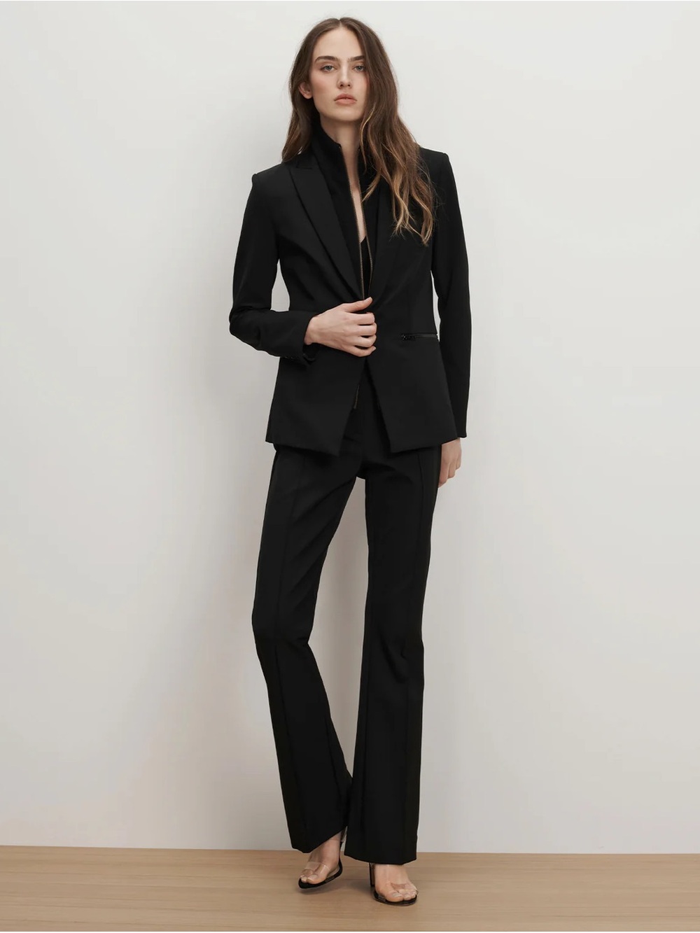 Veronica Beard Size 12 Hibiscus Slim-Flare High-Rise Scuba Pant - Black